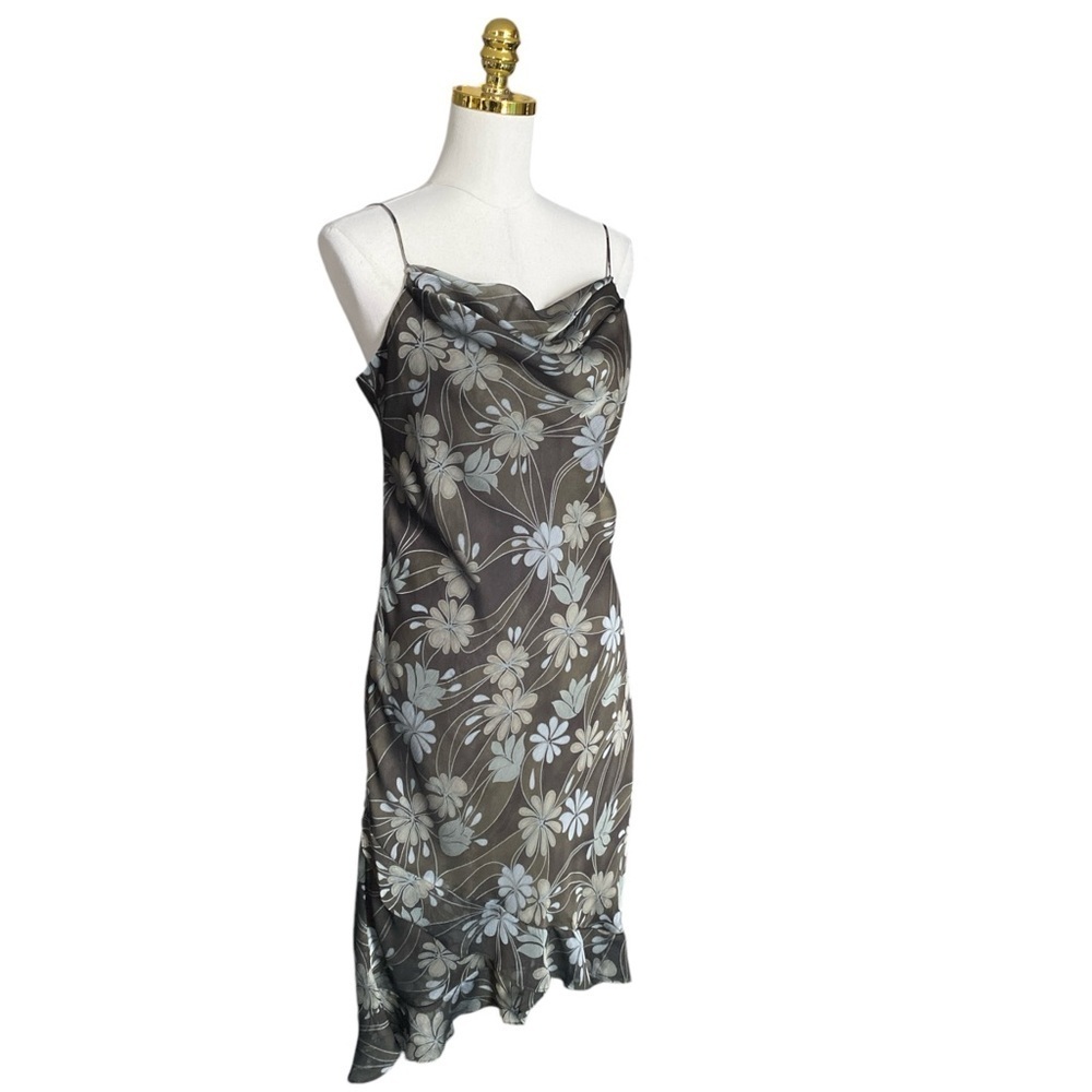 JESSICA HOWARD Cowl Neck Ruffled Floral Y2K Mermaidcore Dress Women Size 12P - Picture 3 of 8